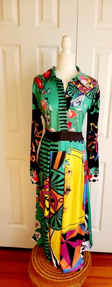 NWOT Vibrant print multi colored maxi dress - Picture 3 of 6